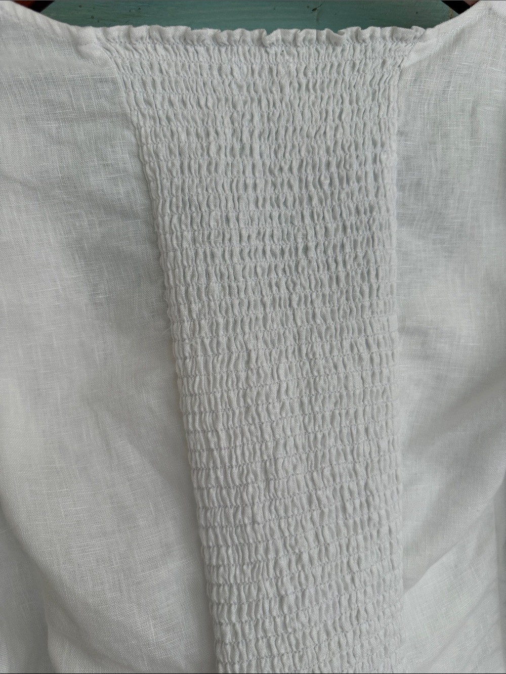 REFORMATION WHITE LINEN STILTON TOP SIZE 6 SQUARE NECK SMOCKED PUFF SLEEVE - Picture 5 of 16